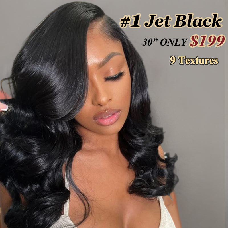 #1 Jet Black 13x6 FULL Frontal Lace Human Hair Wig