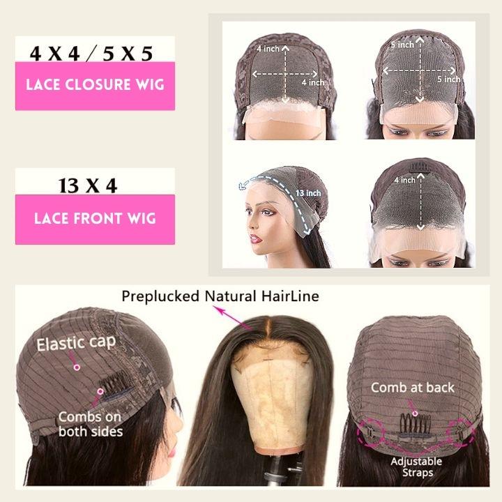 Lace Type Comparison: 4x4, 5x5, 13x4 Lace Front Wigs With Cap Construction Details_detail