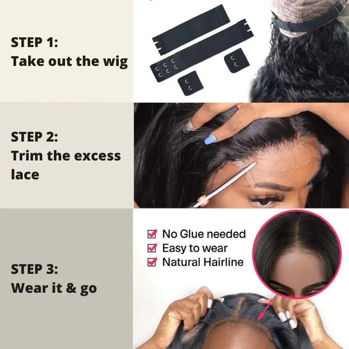 Three Steps Detail for Wearing the Wig: Easy and Convenient Wear and Go_detail