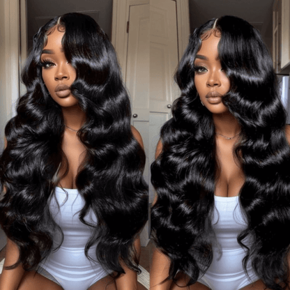 Natural-looking Body Wave HumanHair Wig For Dark Skin Tones - 180% Density-GEETA Hair_model