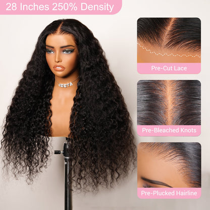 Geeta 13x4 Lace Front Raw Indian Glueless Wig Natural Wavy 300% Density Human Hair Wigs Pre Plucked _product