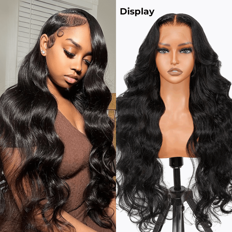 13×4 Lace Frontal Wig and Close-Up for Enhanced Body Wave Wig_model
