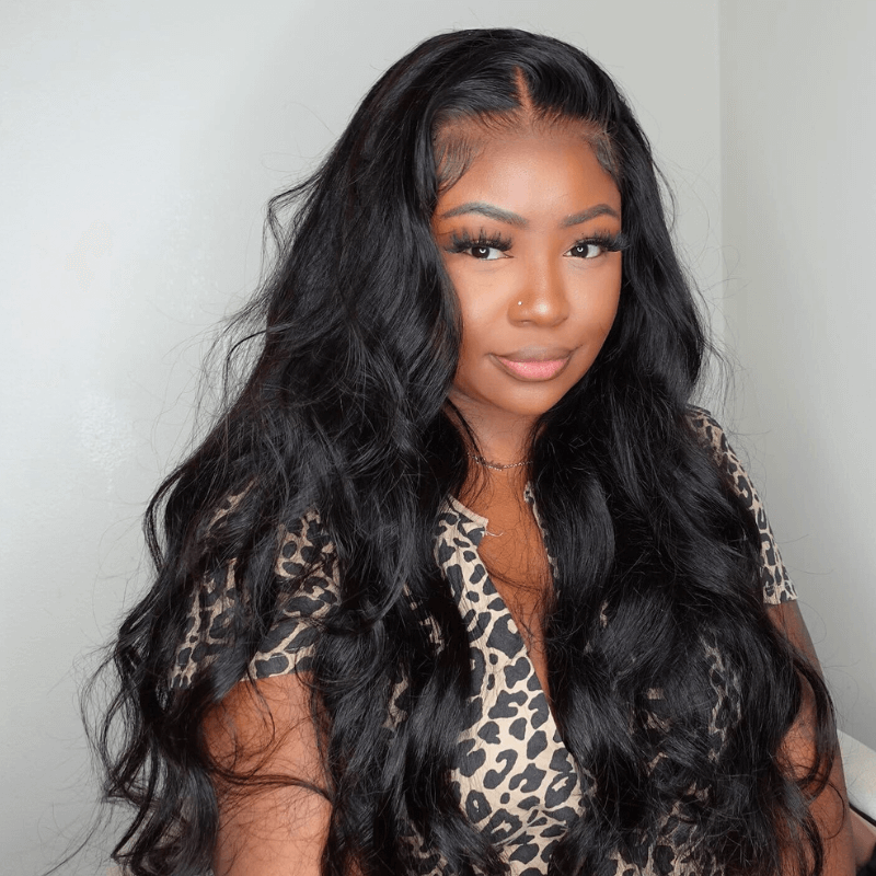 Portrait of Model in Body Wave Lace Frontal Wig Emphasizing Natural Beauty_model