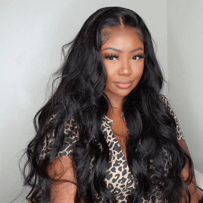 Portrait of Model in Body Wave Lace Frontal Wig Emphasizing Natural Beauty_model