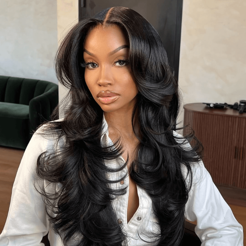 Frontal View of Model Wearing 13x4 Lace Frontal Wig to Fit and Style_model